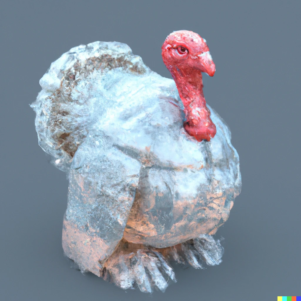 Prompt: 3D rendering of a frozen turkey 