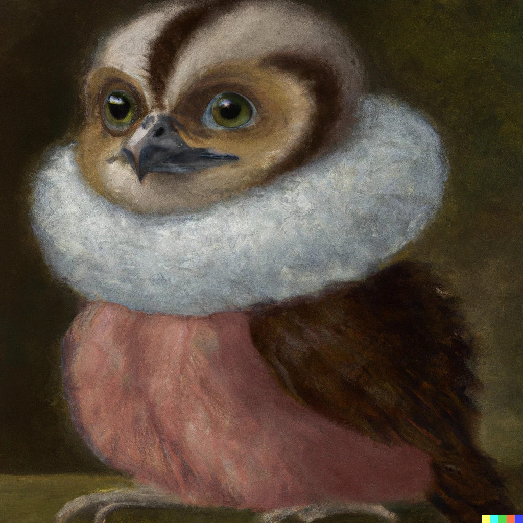 Prompt: A renaissance oil painting of a furby wearing a robe