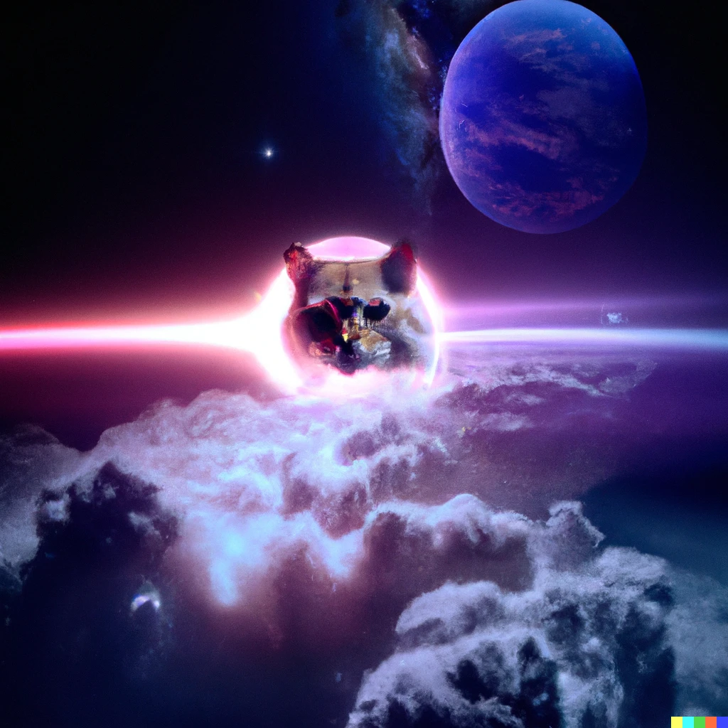Prompt: A majestic cat entering a portal in space |472