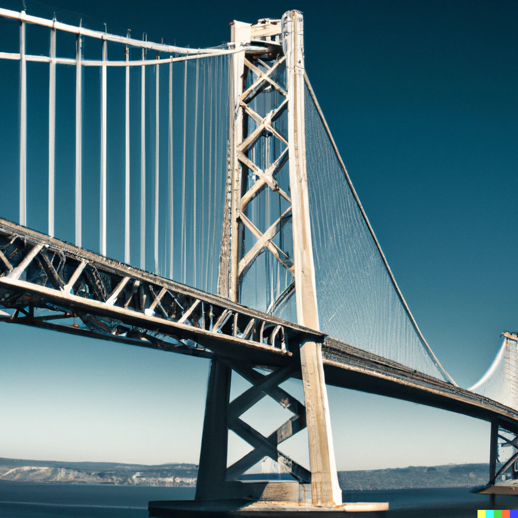 Prompt: San Francisco Bay bridge in the style of Calatrava 