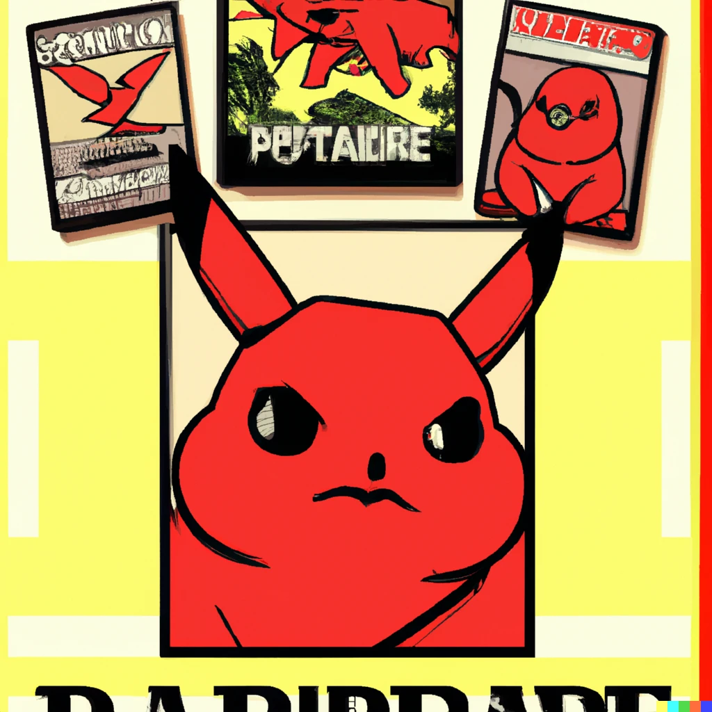 Prompt: Pokemon cards in the style of  propaganda posters 