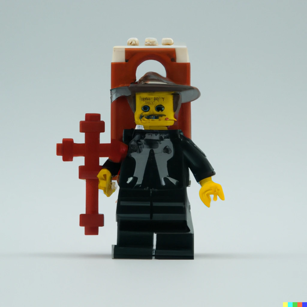 Prompt: A lego set The Exorcist (1973)