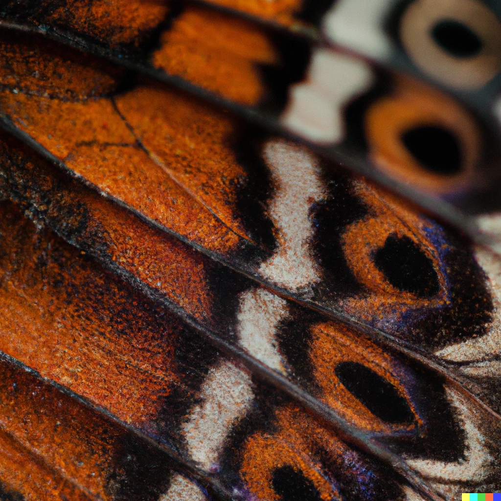 Prompt: 90mm Macro photo of a butterfly wing