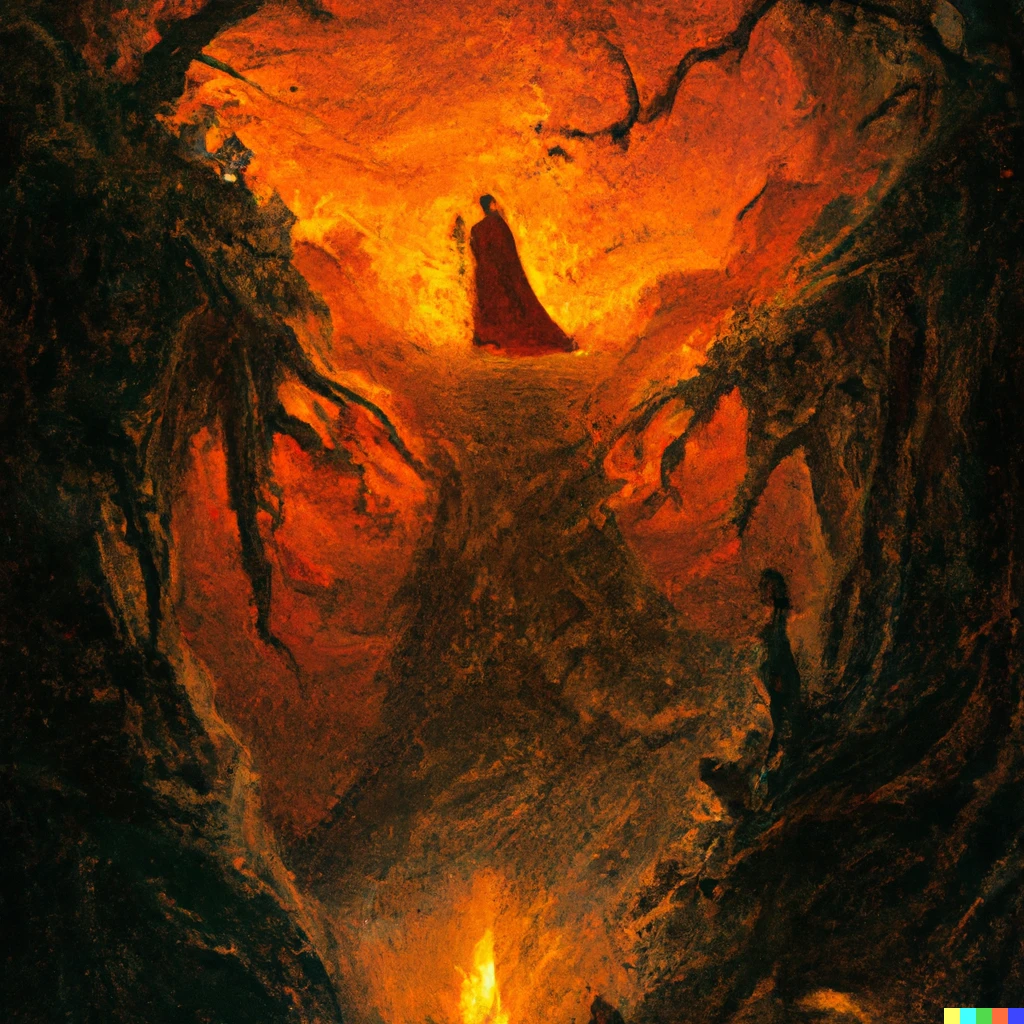 Prompt: hell by Dante Alighieri, digital art