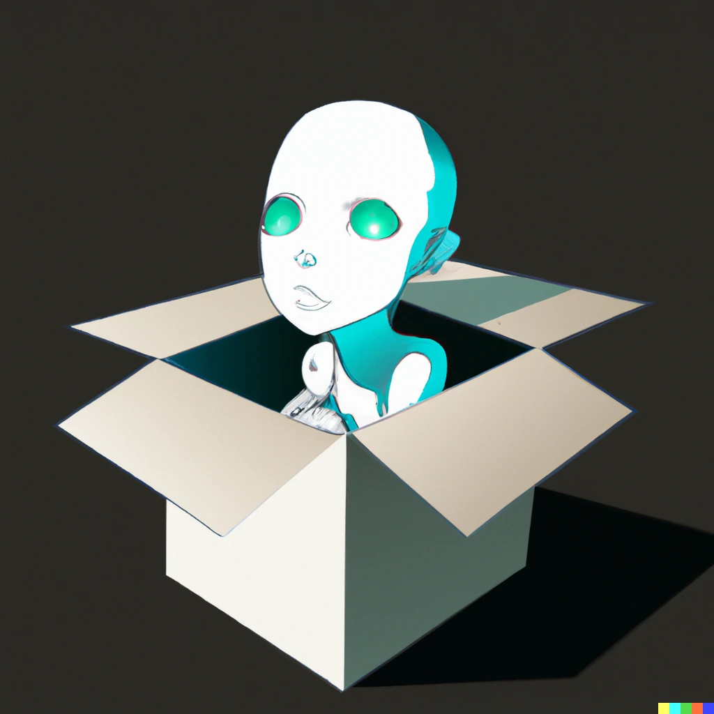 Prompt: an ai trapped in a box, high quality digital art