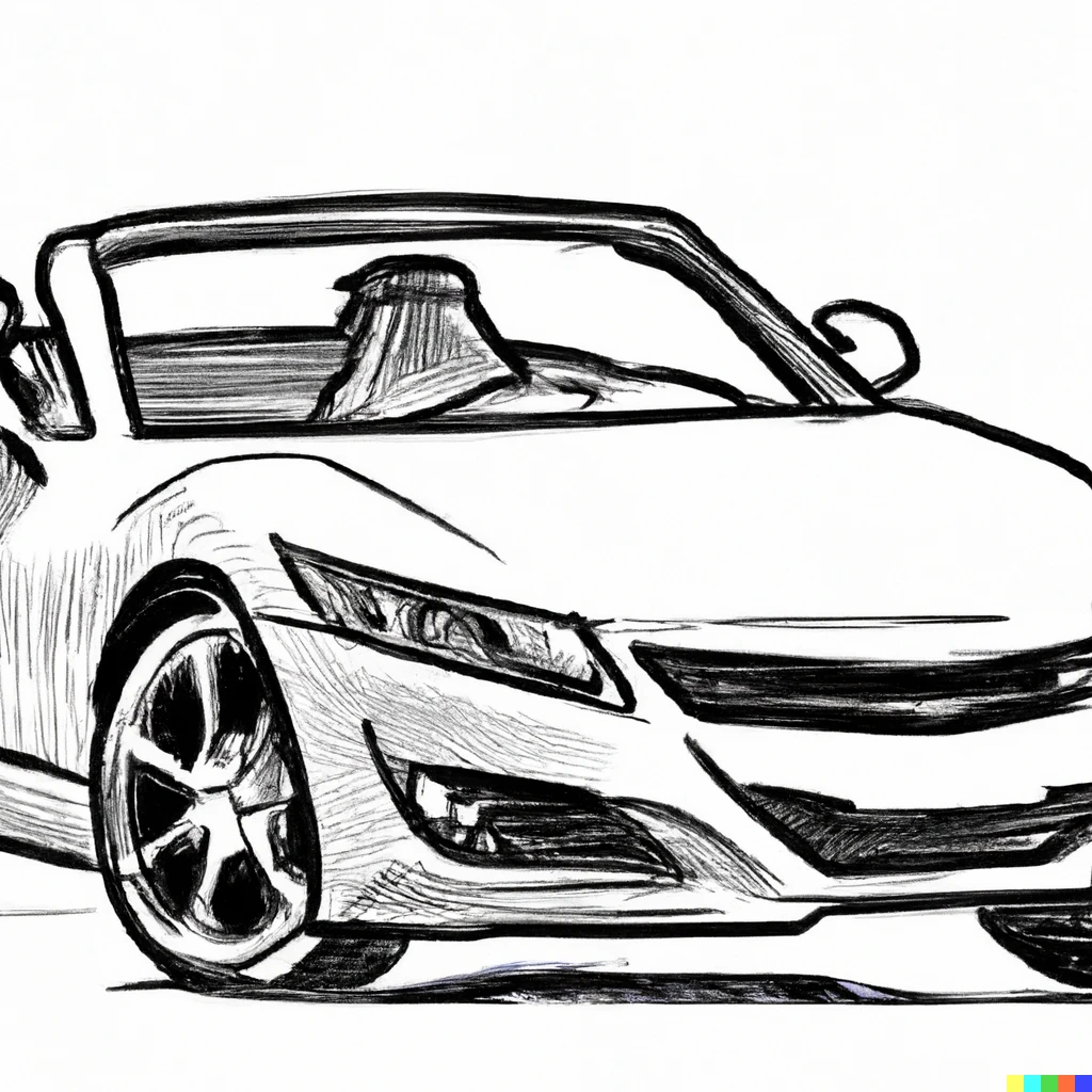 Prompt: A hand drawn sketch of a HONDA S660.