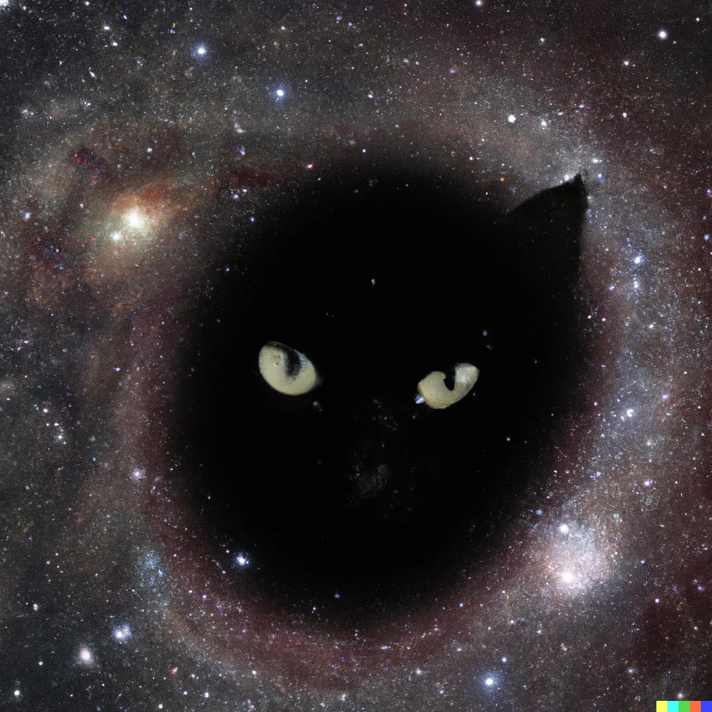 Prompt: a black cat as a black hole in outer space 