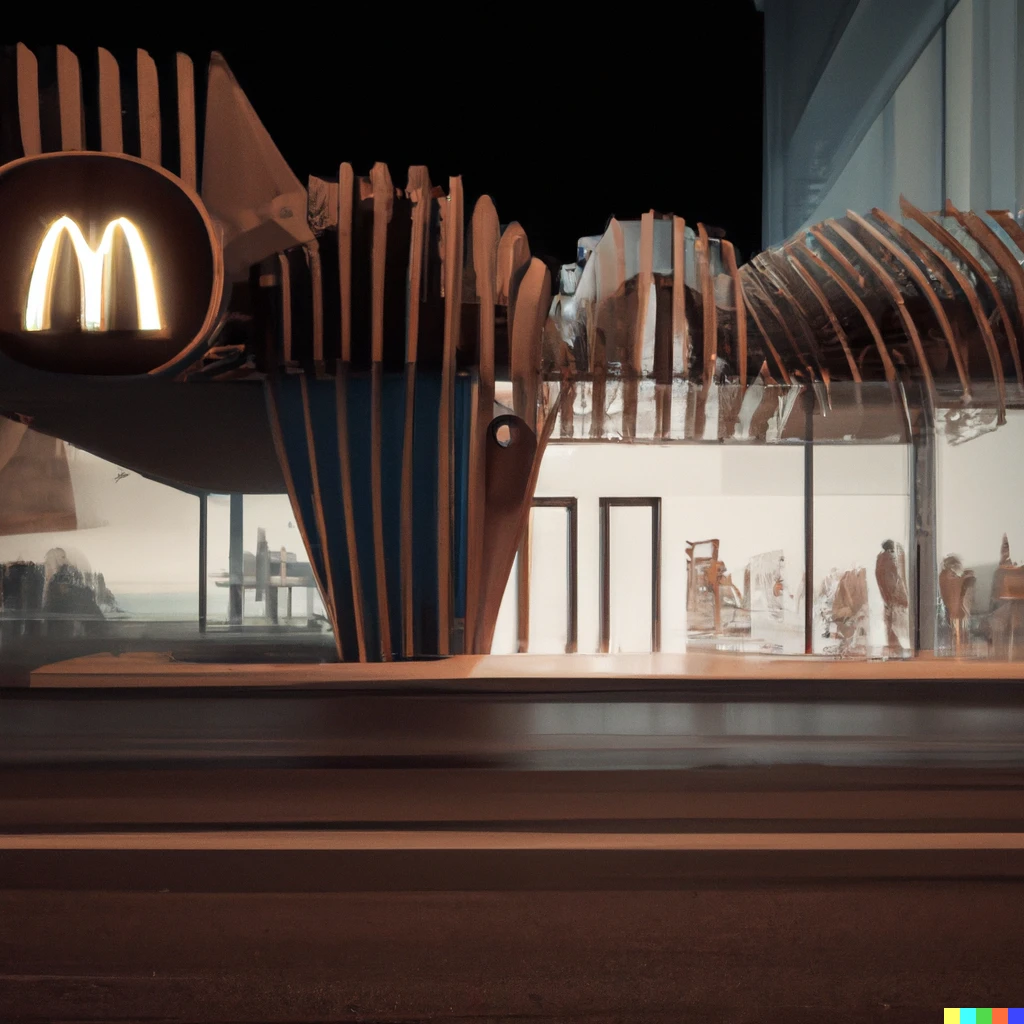 Prompt: rendering of Heatherwick design for a new McDonalds, digital art, trending on Dezeen
