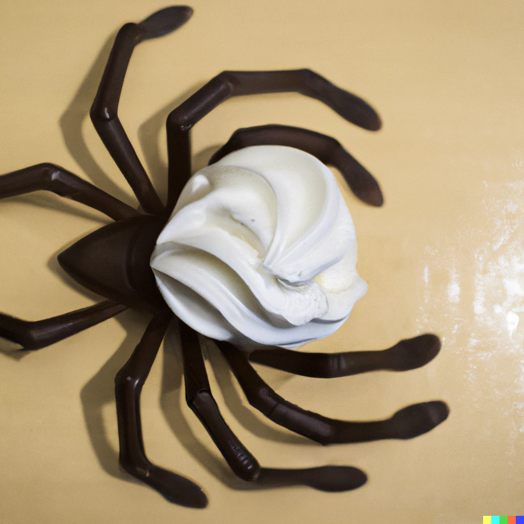 Prompt: A scoop of ice cream in the shape of a spider