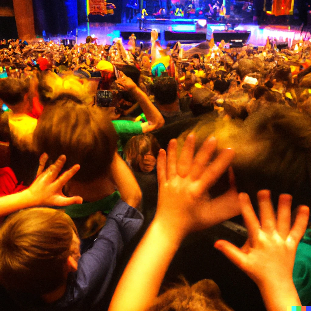Prompt: A mosh pit in a Wiggles concert