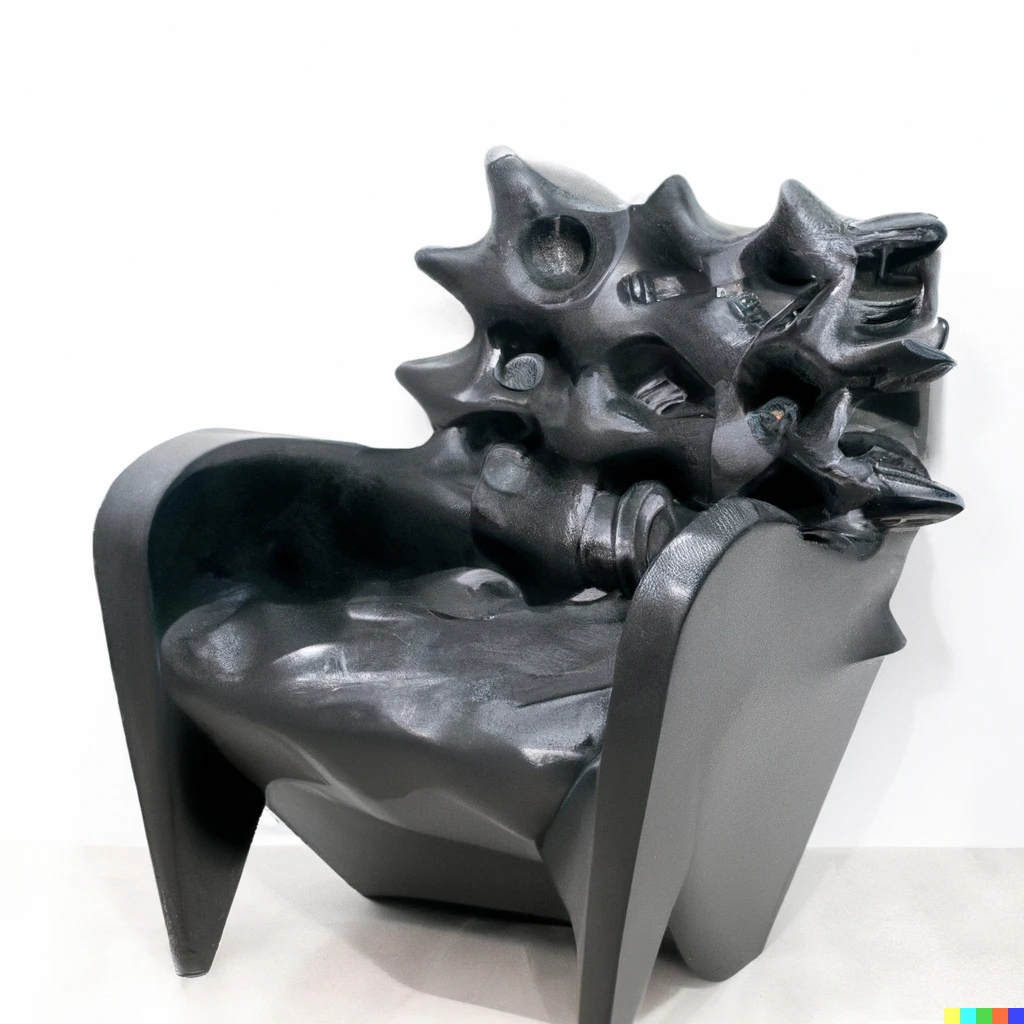 Prompt: An armchair in the shape of black mold