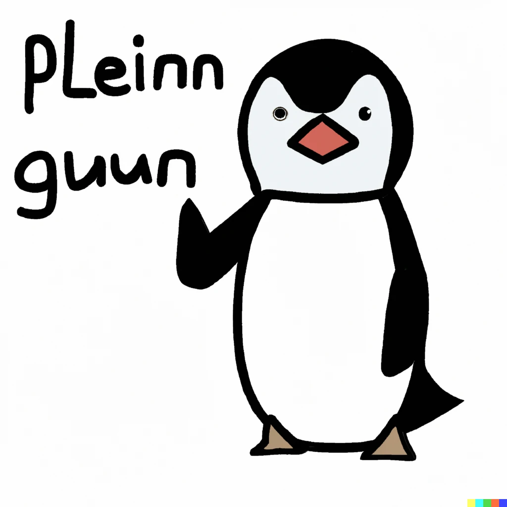 Prompt: a penguin saying 你好, cartoon style