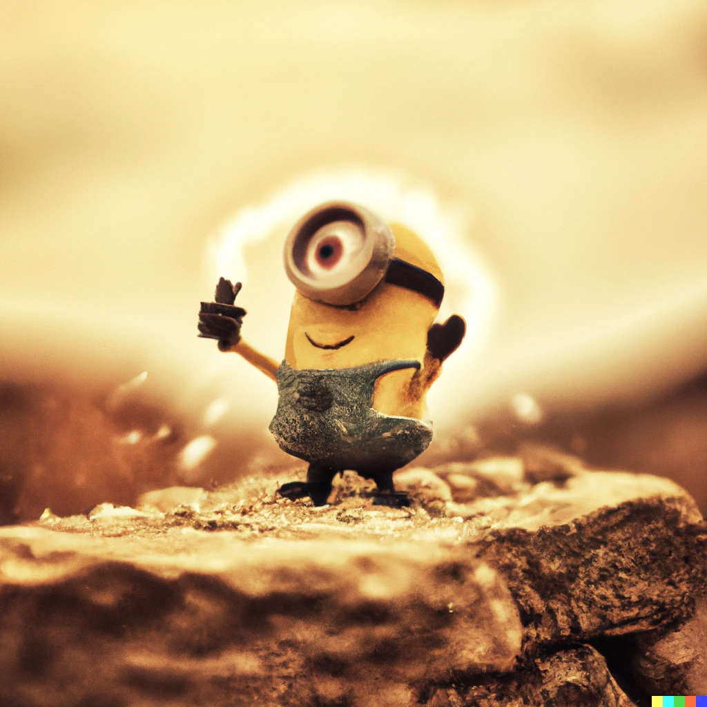 Prompt: A minion becoming god
