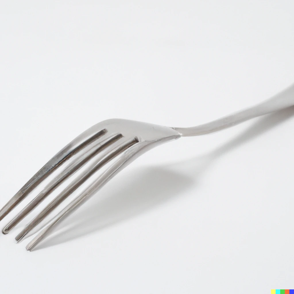 Prompt: studio photo of a very thick fork on white background, dslr