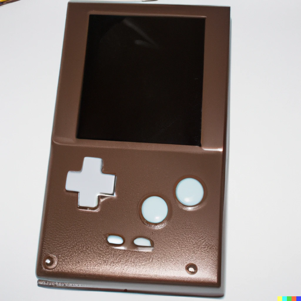 Prompt: A gameboy console covered in chocolate