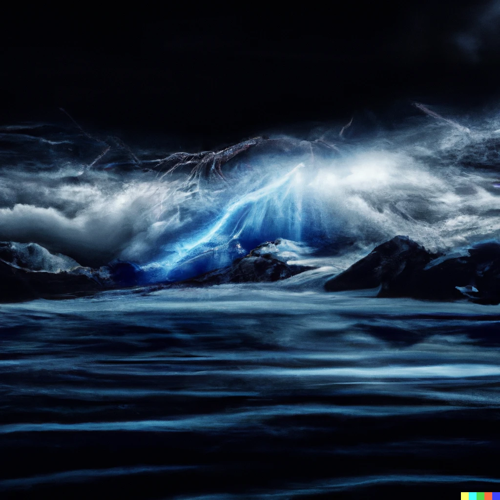 Prompt: Antarctic thunderstorm, digital art+