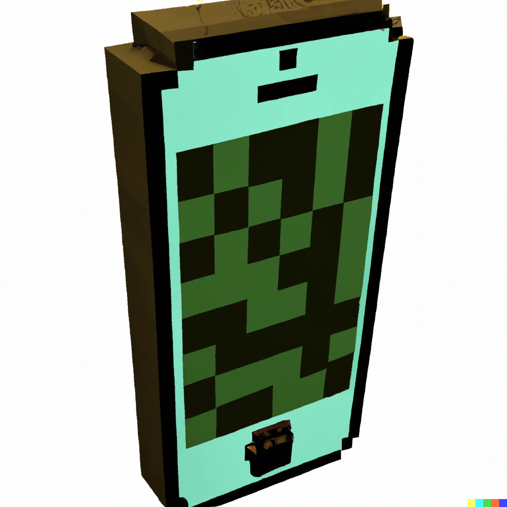 Prompt: An iPhone, as a Minecraft item