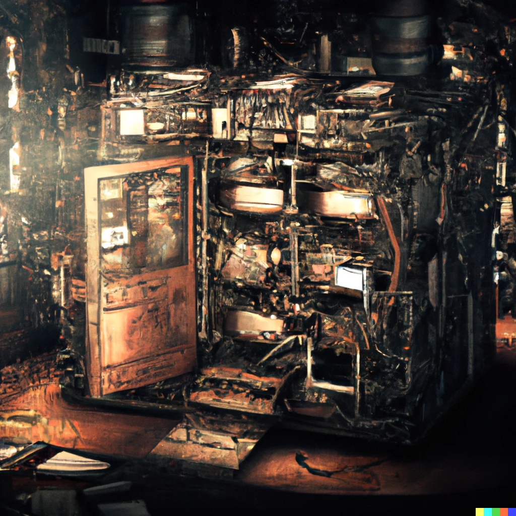 Prompt: A large steampunk analog computer inside of a large steampunk research room, digital art