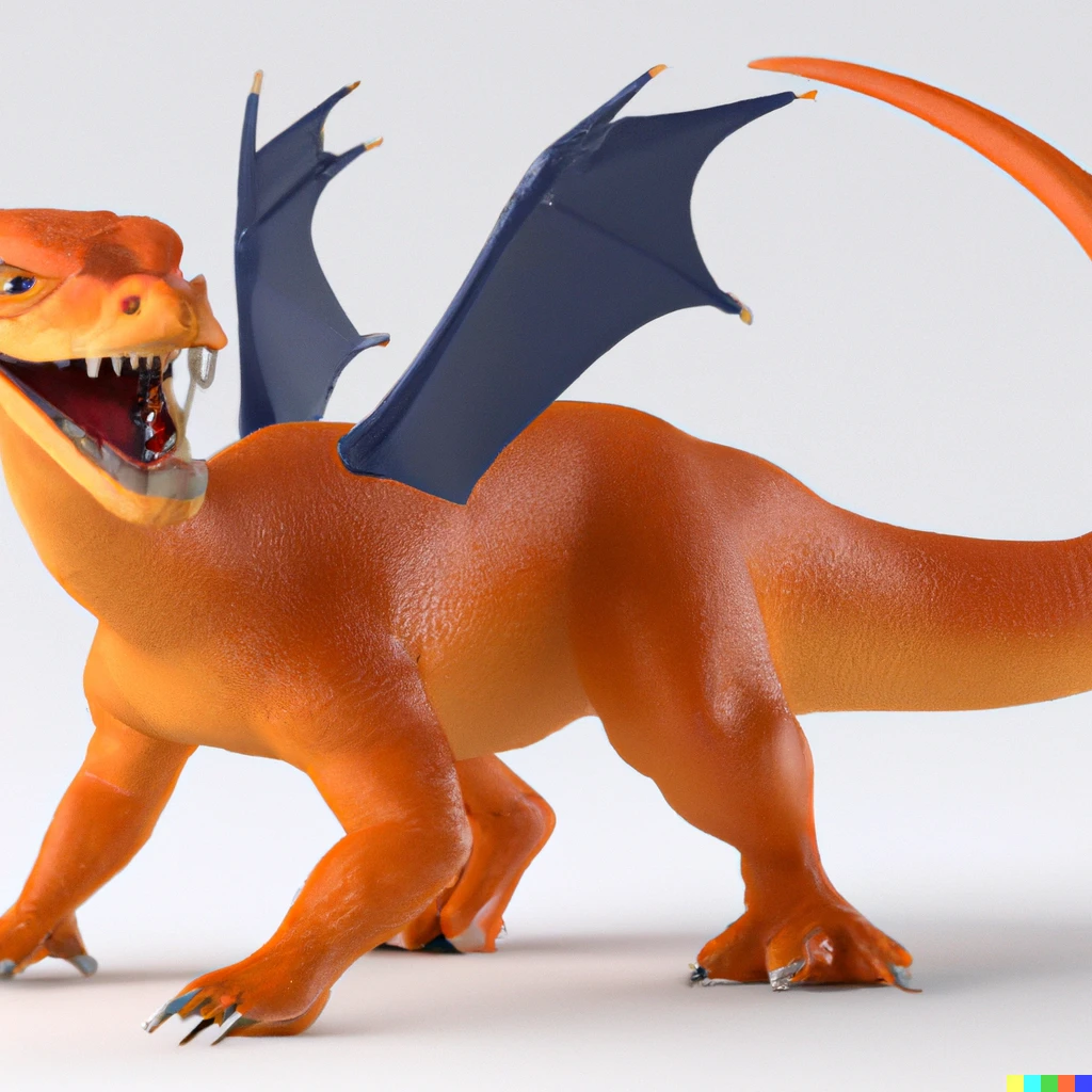 Prompt: Photorealistic 3D render of the Pokémon Charizard