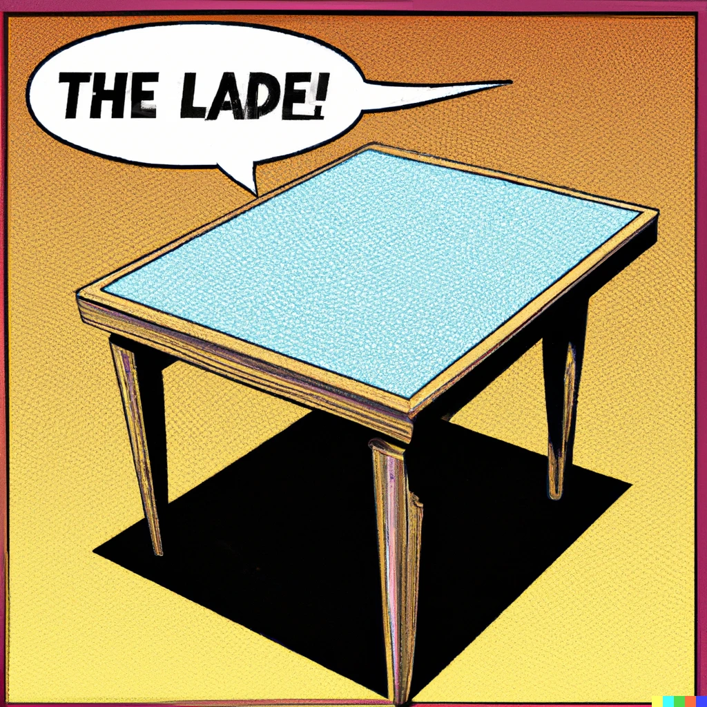 Prompt: literally just a table, comic book illustration