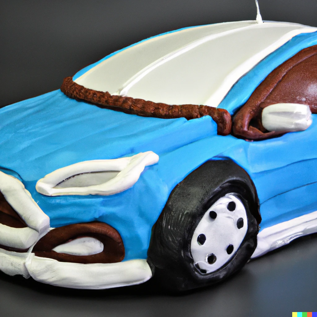 Prompt: cake that looks like a ford focus, product photo, 4k, studio lighting, look at that detail, trending on artstation