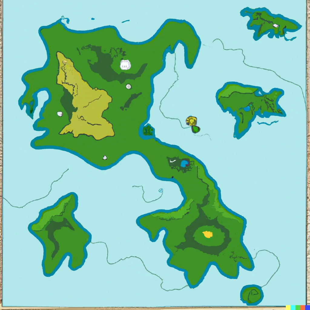 Prompt: an rpg map of an island