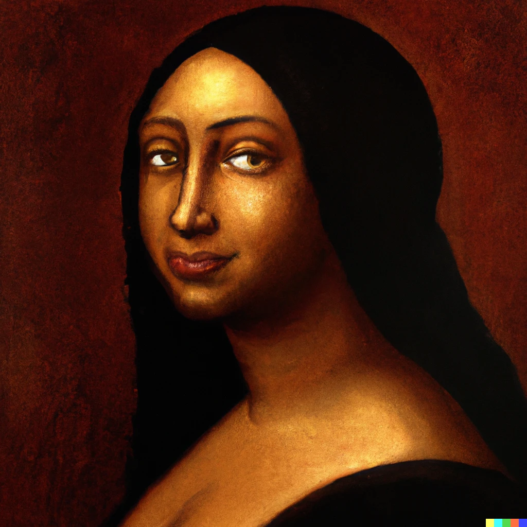 Prompt: If mona lisa were black in an oil painting