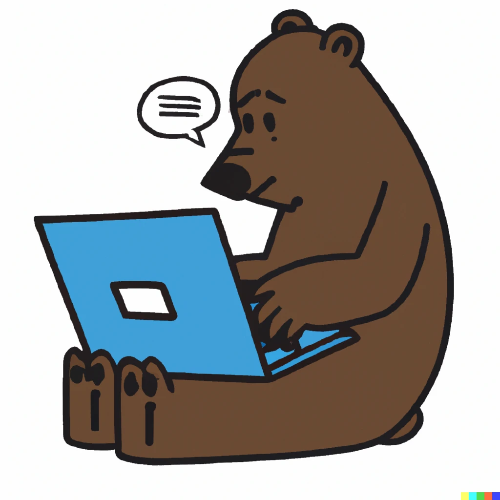 Prompt: A bear Twittering on a computer.