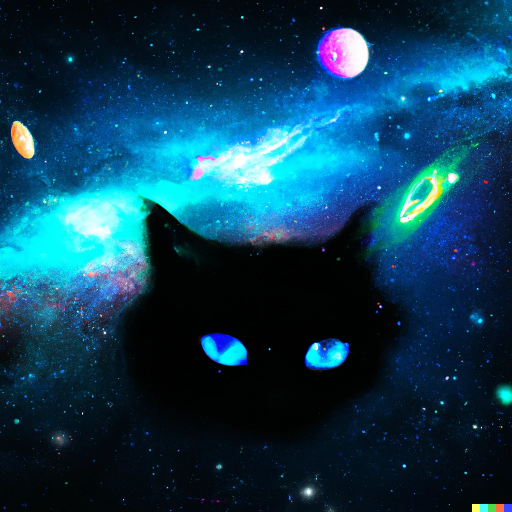 Prompt: Digital art of a cat in space