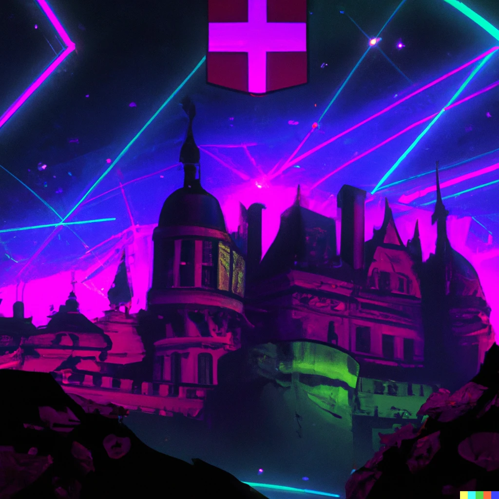 Prompt: Synthwave style French Kingdom