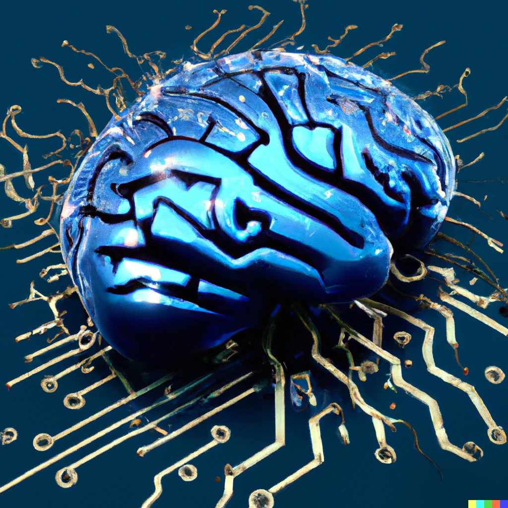 Prompt: Photo of a transparent brain embedded in an intricate digital circuit, 3D render, digital art