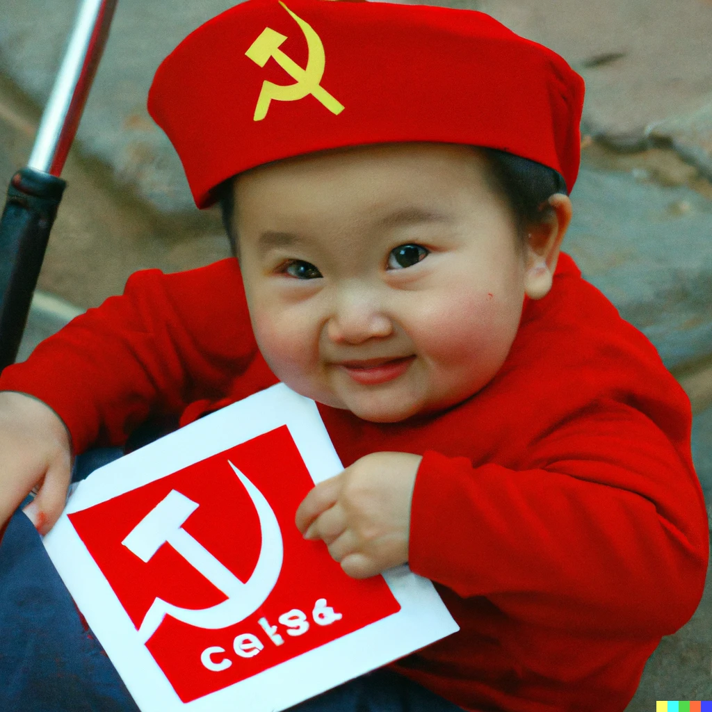 Prompt: a baby with  communism