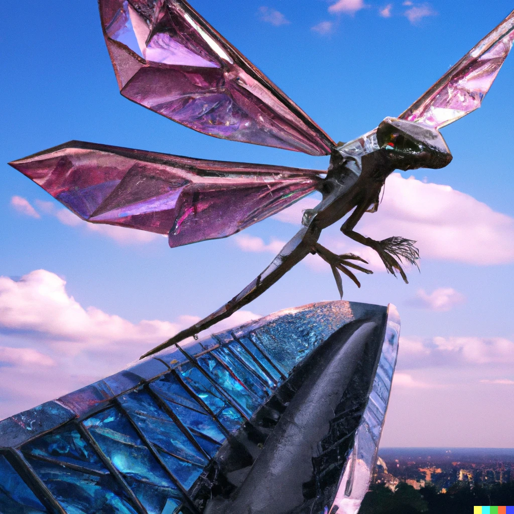 Prompt: a flying dragon is landing on a crystal bridge | 273