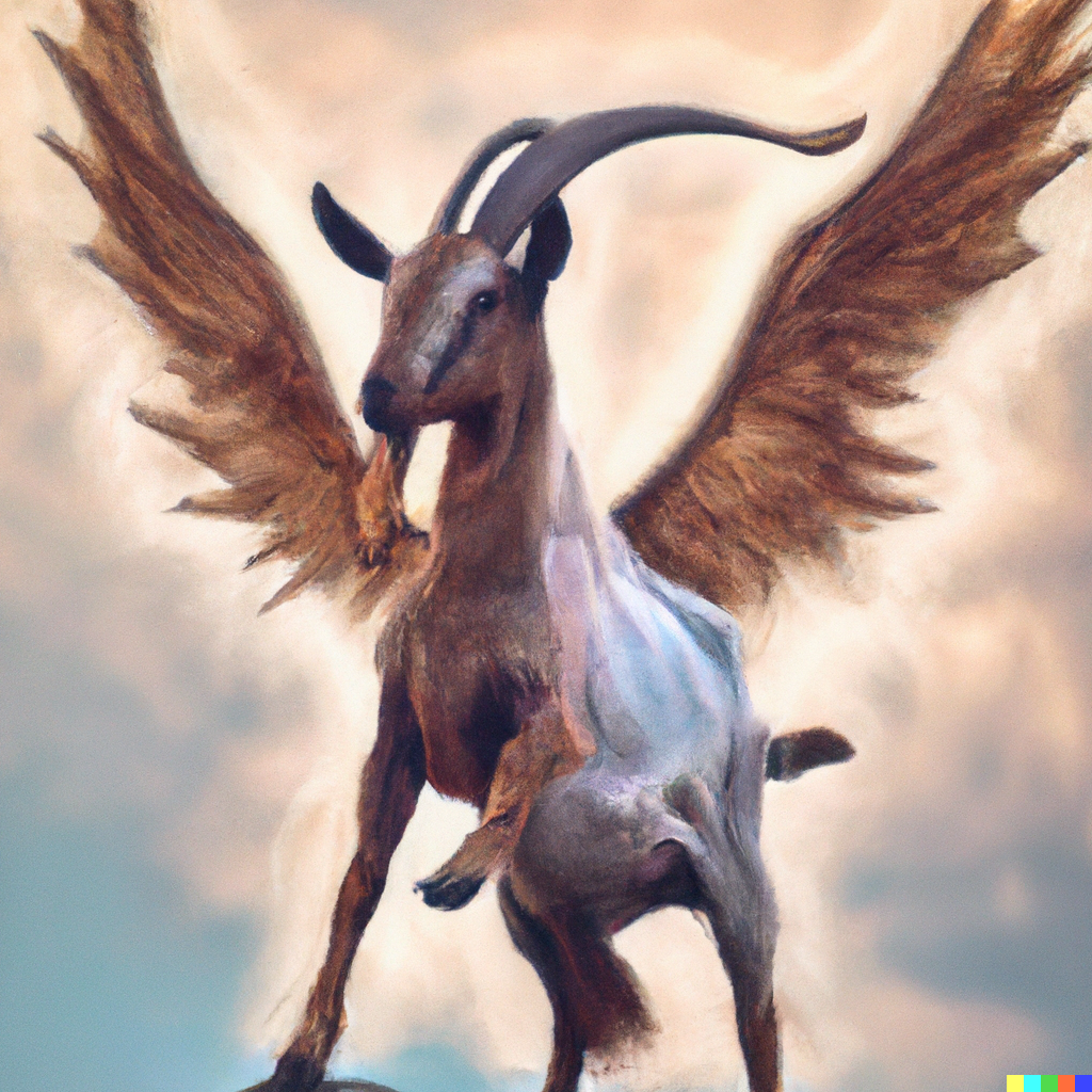 DALL·E | Goat with wings, hyperealism digital art