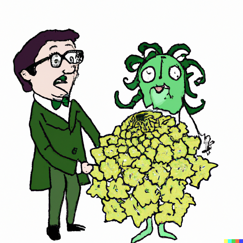 TJ × DALL·E 2 | John Oliver marries a cabbage.