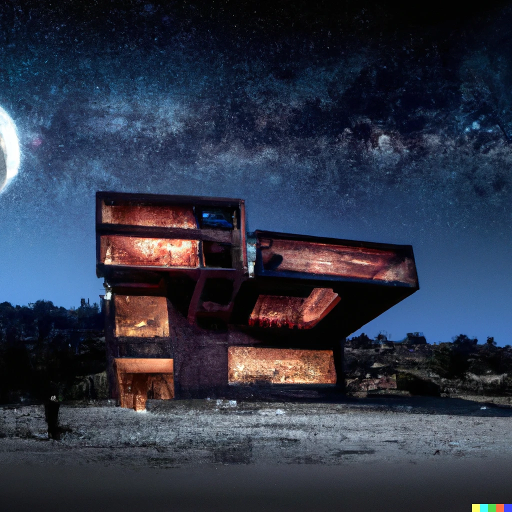 Prompt: Tom Kundig house in outer-space 