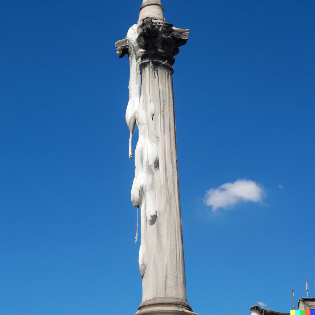 Prompt: Nelson's Column melting due to the high temperatures