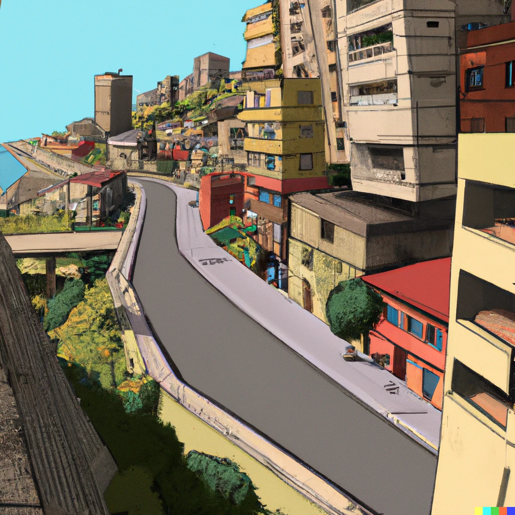 Prompt: an illustration of a street in south Lebanon, digital art