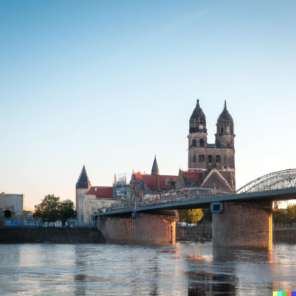 Prompt: City of Magdeburg in the sunlight