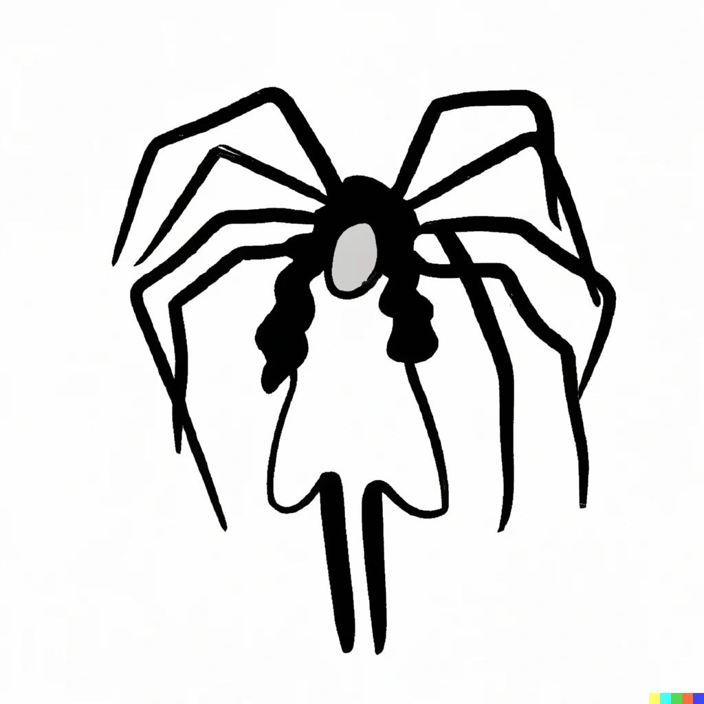 Prompt: Minimalist drawing of a spider girl