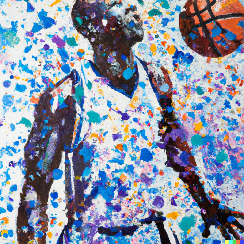 Prompt: American Basketball player  by Jackson Pollock