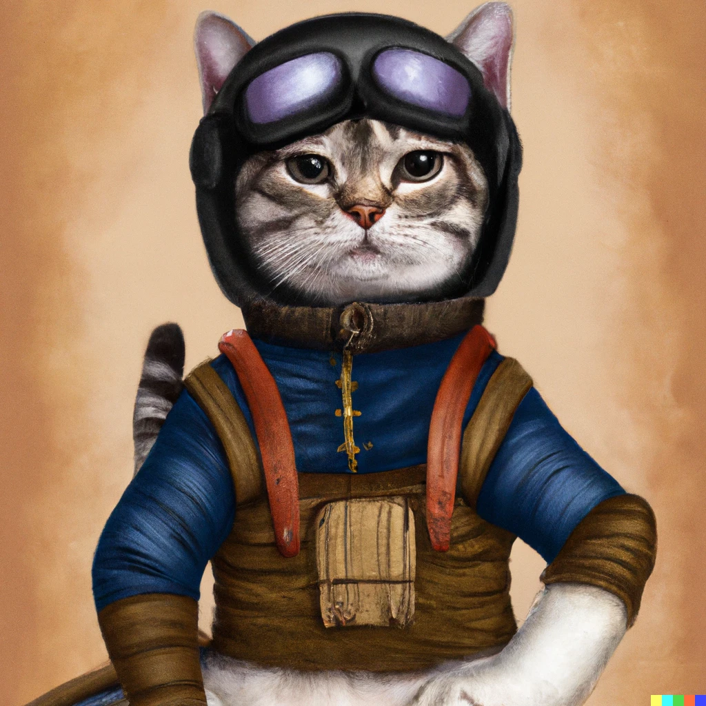 Prompt: A cat as a fighter jet pilot, renaissance art