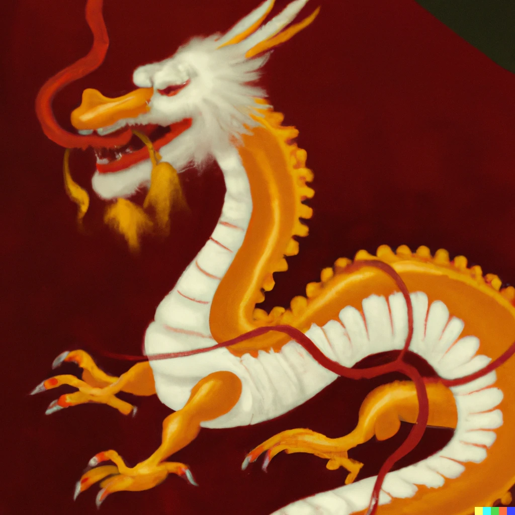 Prompt: A lucky dragon in the style of a 16th century oil painting