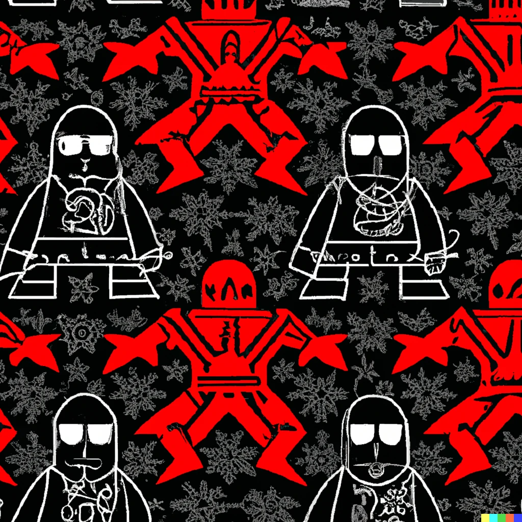 Prompt: hawaiian fabric pattern by keith haring with the theme of darth vader