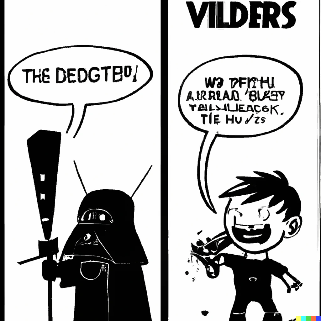 Prompt:  comic of darth vader in the style of “Calvin and Hobbes”