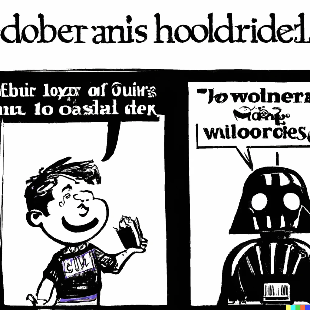 Prompt:  comic of darth vader in the style of “Calvin and Hobbes”