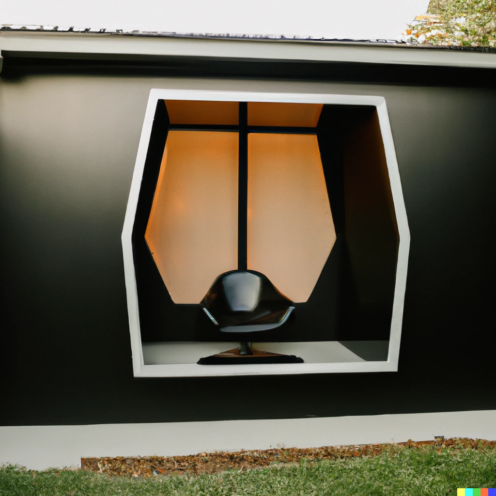 Prompt: photo of Darth Vader themed midcentury modern home