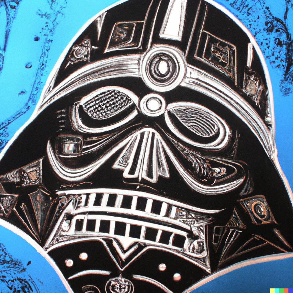 Prompt: photo of traditional polynesian tattoo of Darth Vader