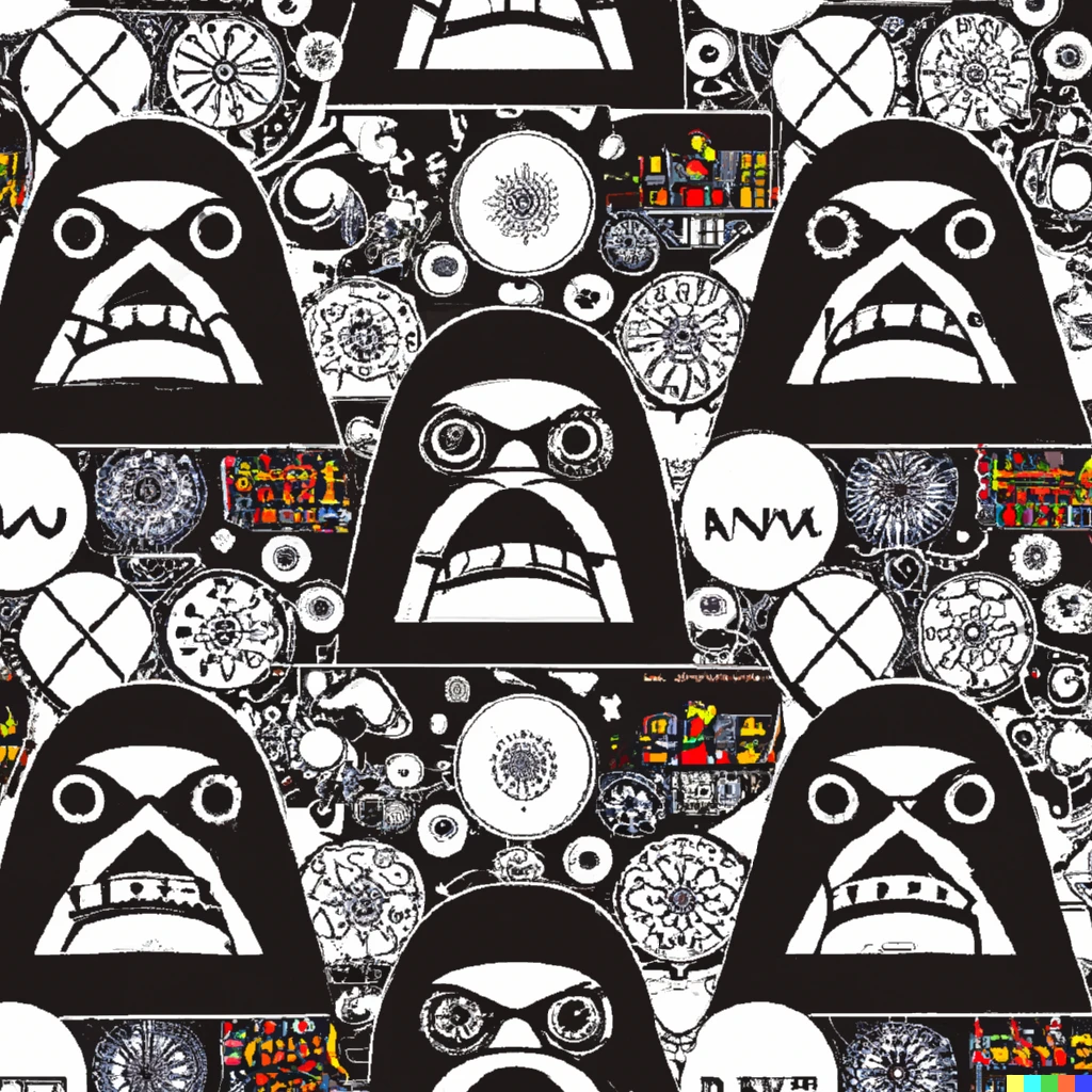Prompt: fabric pattern by takashi murakami with the theme of darth vader