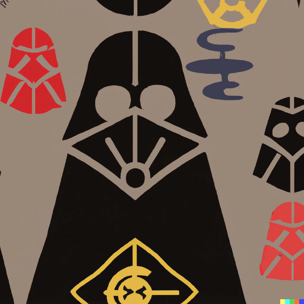 Prompt: fabric pattern by kandinsky with the theme of darth vader